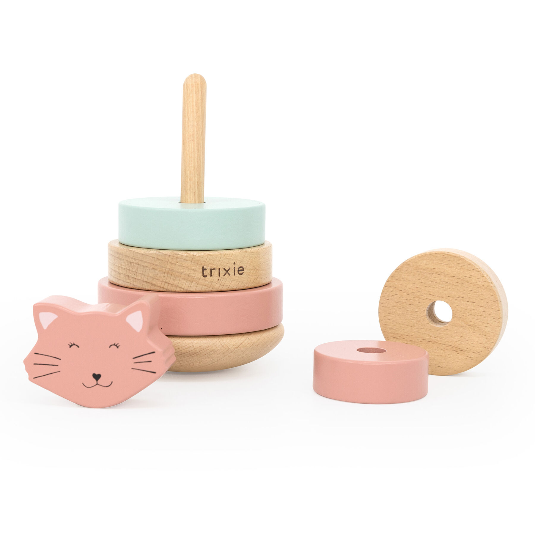 Trixie Wooden Stacking Toy Mrs. Cat - Pink image number 2