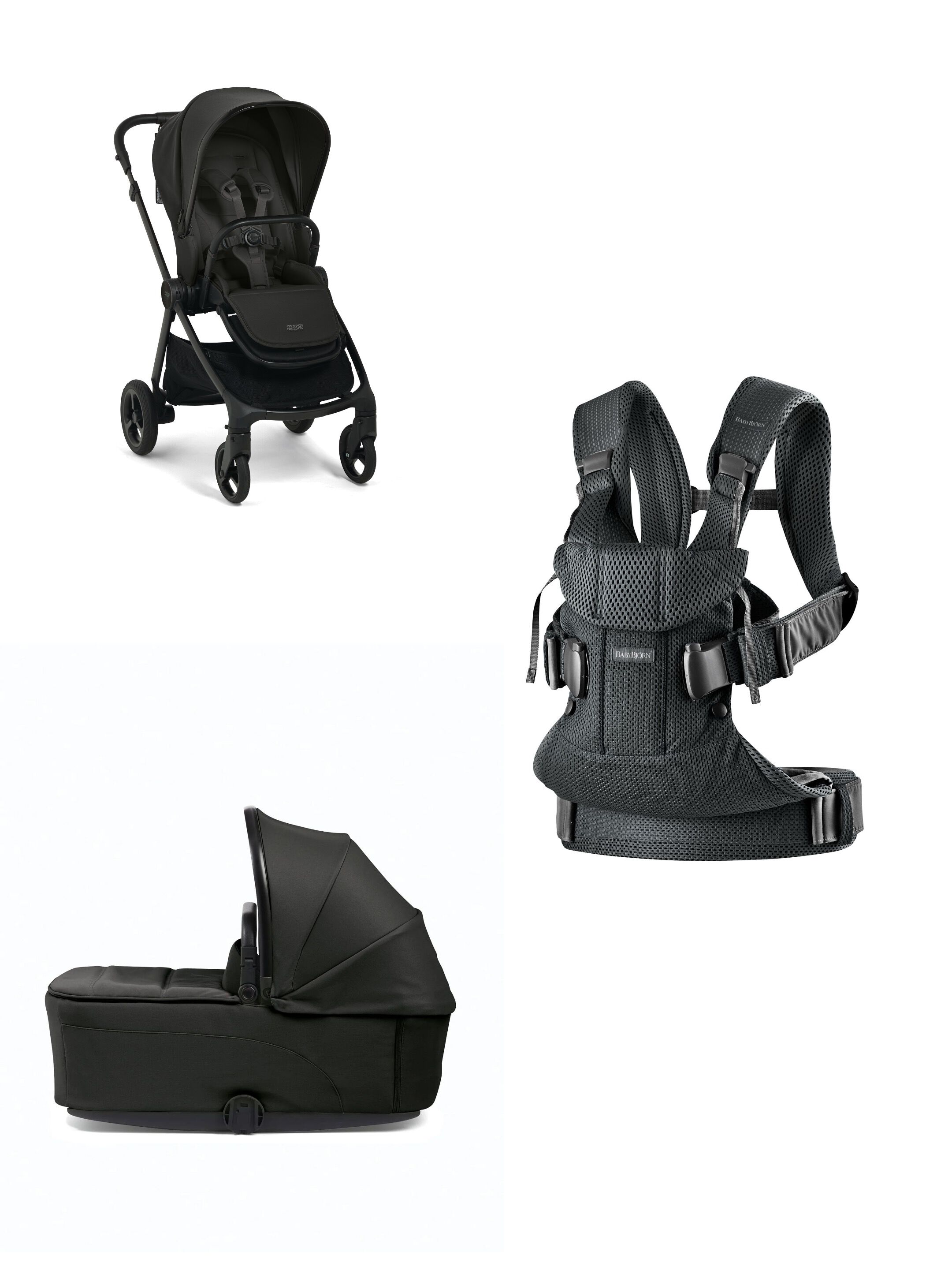Vardo Storm Stroller and Carrycot with Babybjorn Carrier Mini 3 Piece Bundle