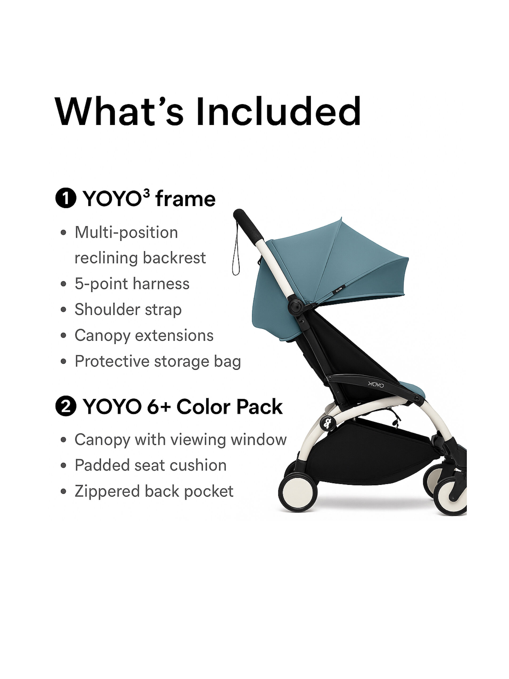 Stokke YOYO3 White Frame with 6+ Color Pack Aqua (2 Pieces) image number 3