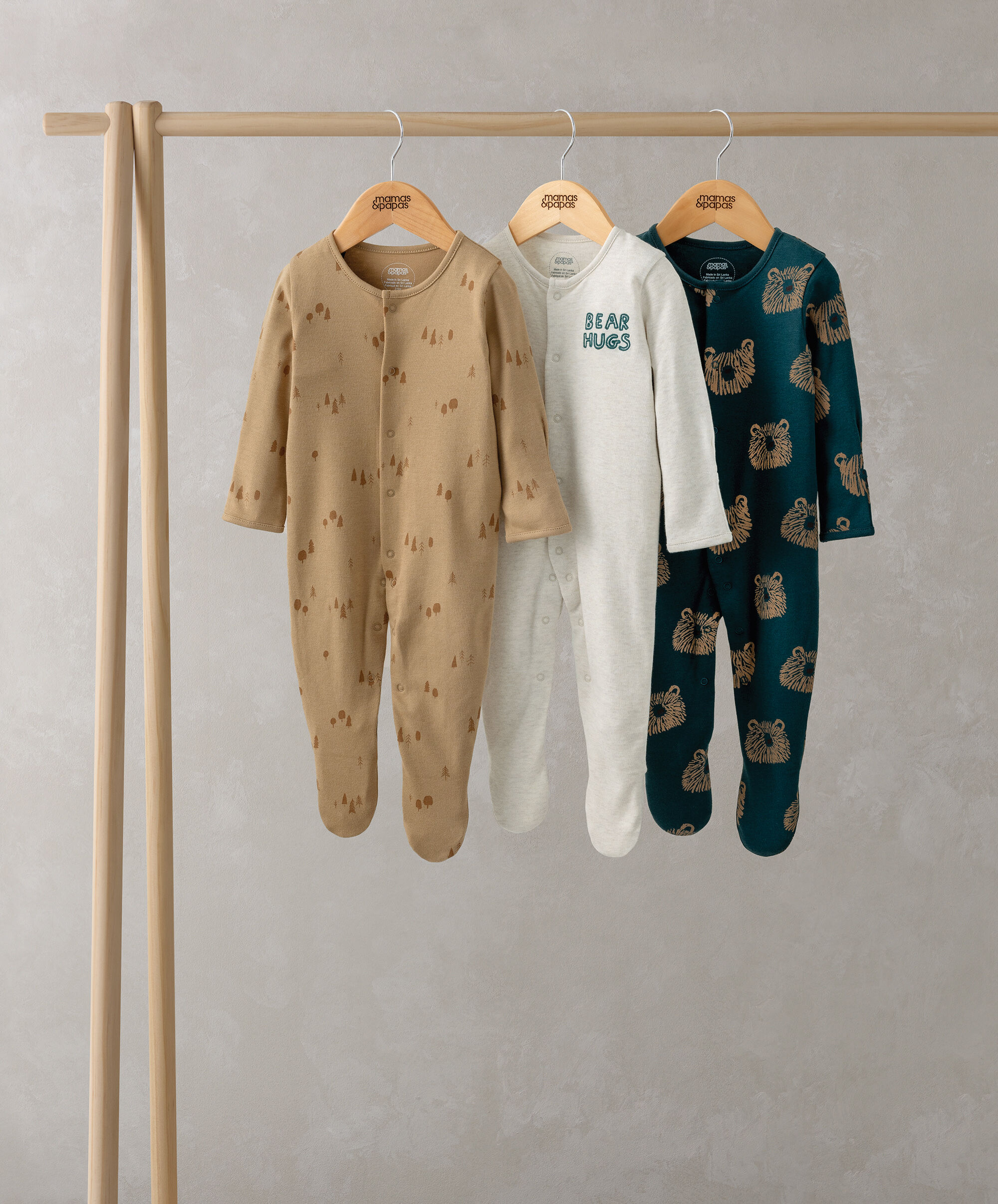 Bear Sleepsuits (Pack of 3)