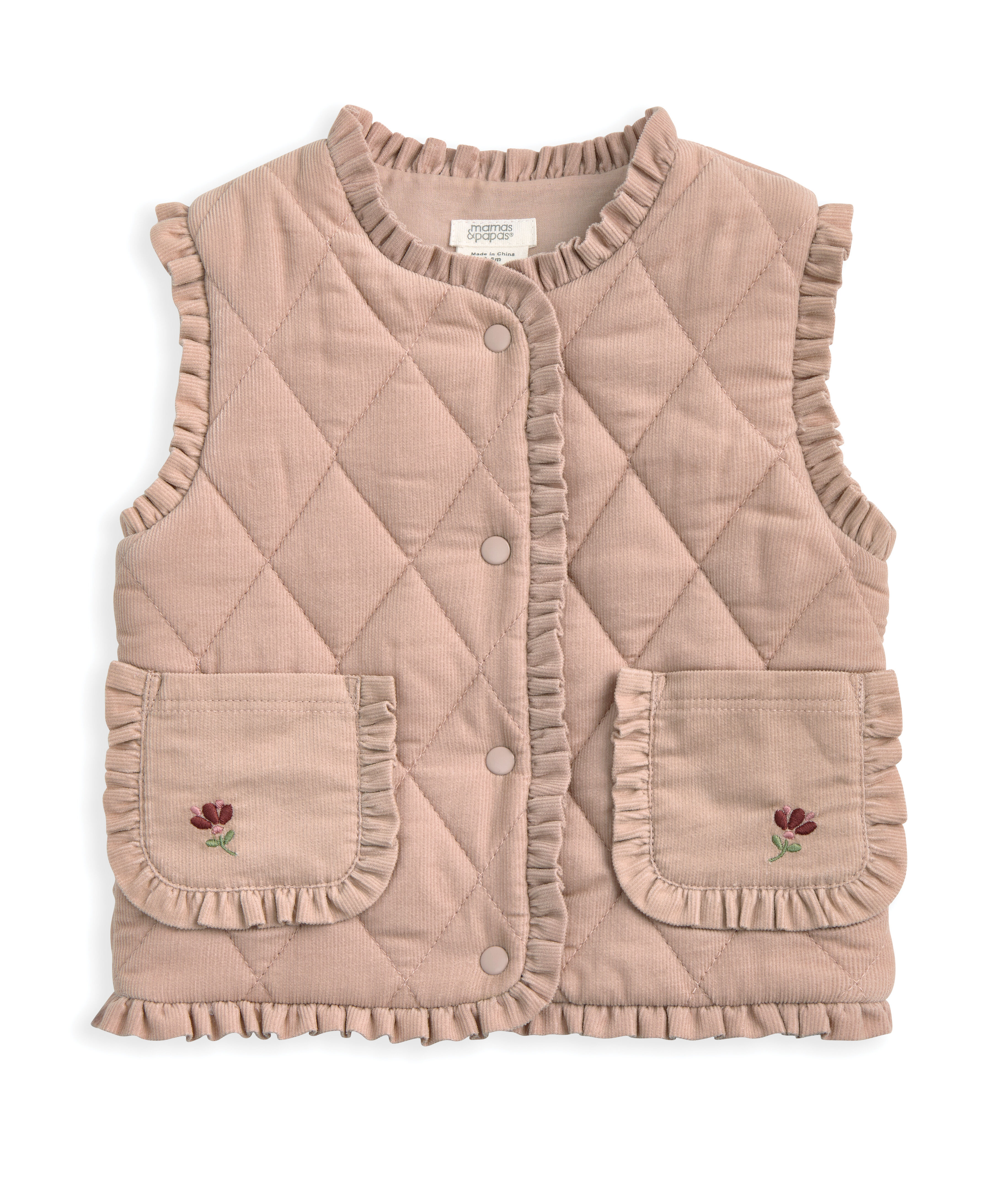 Pink Cord Quilted Gilet image number 2