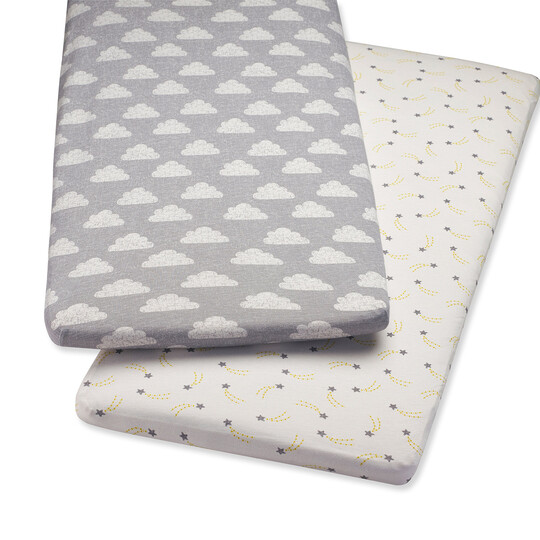 Snuz Crib 2 Pack Fitted Sheets - Cloud Nine image number 2