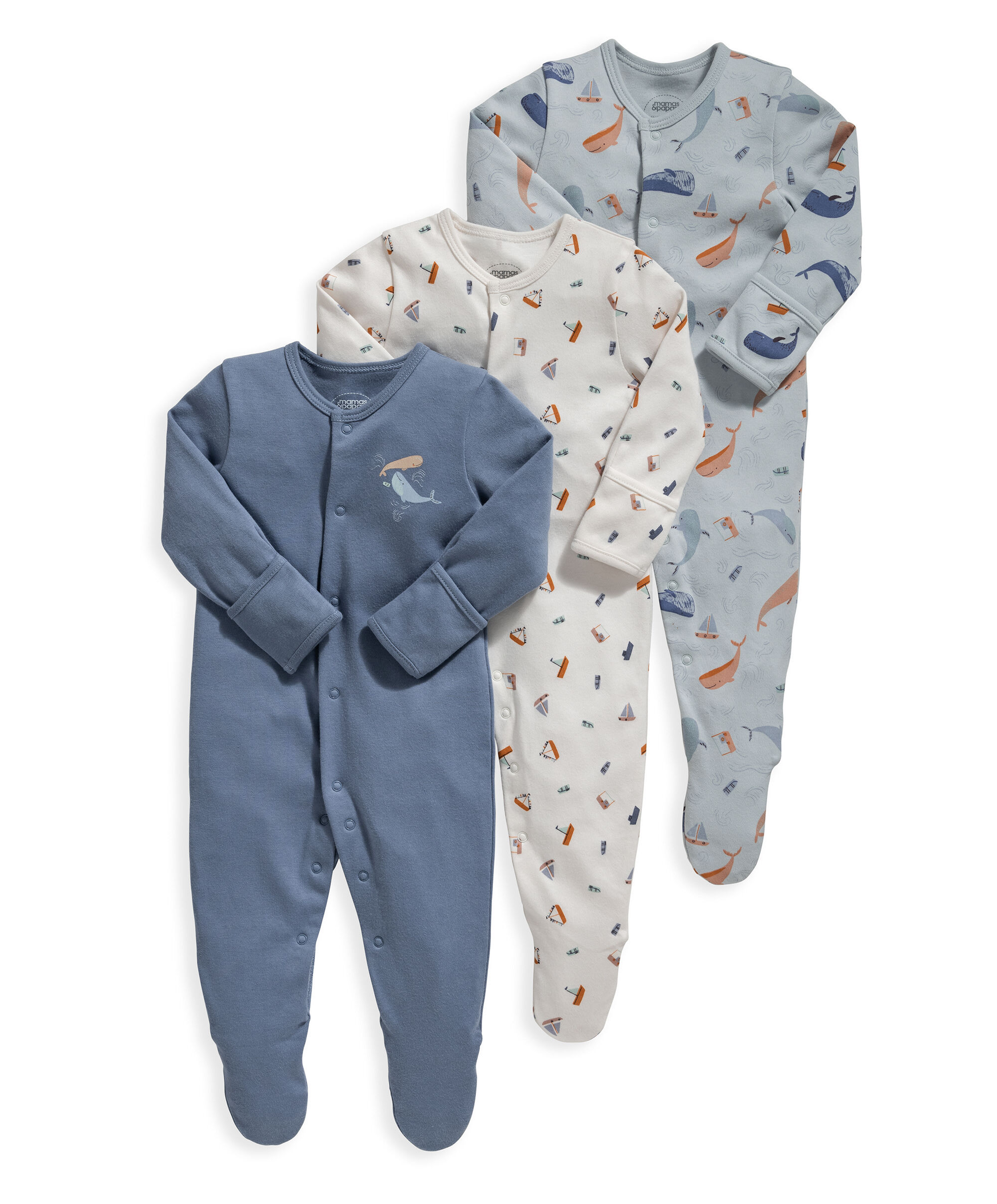 Buy Whale Sleepsuits 3 Pack Baby Sleepsuits Multipack Mamas