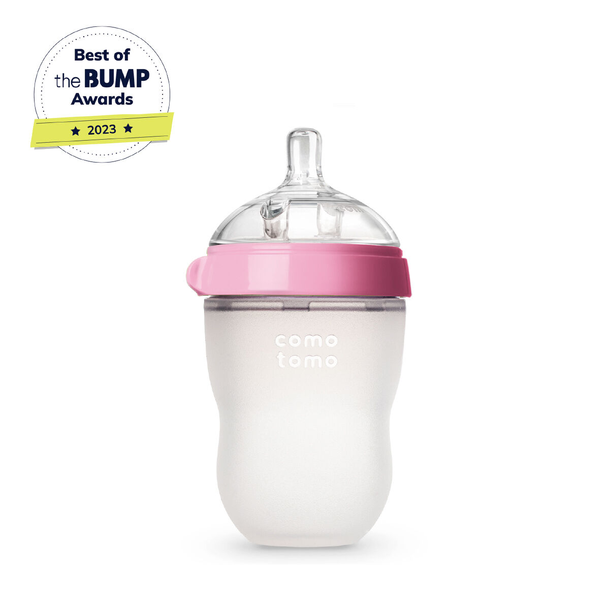 Comotomo Natural Feel Baby Feeding Bottle Pink & White - 250 ml image number 1
