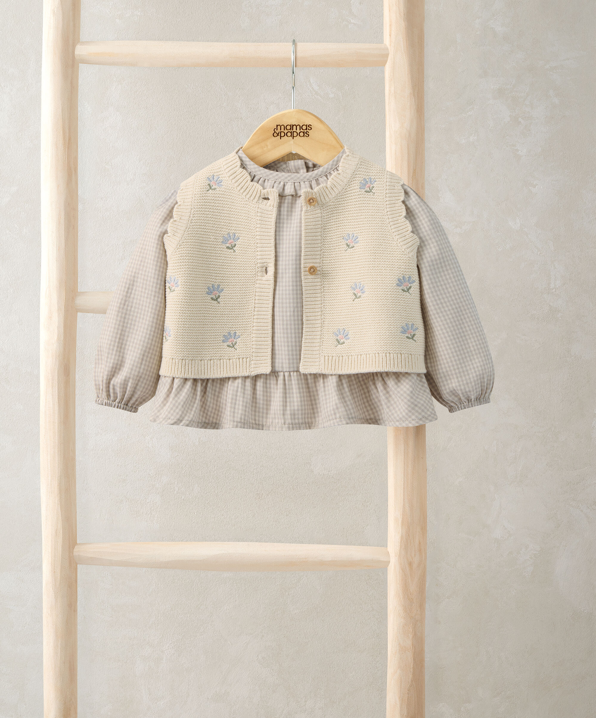 Knitted Girls Waistcoat & Top Set image number 1