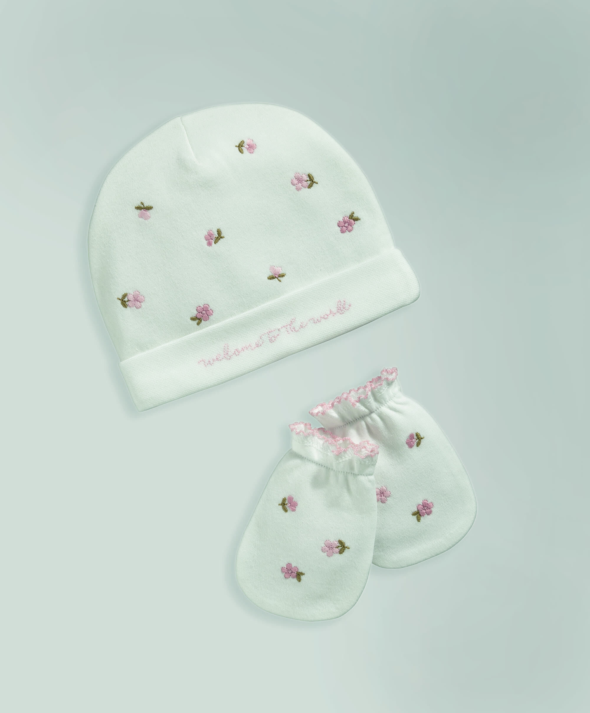 Hat & Mitten Embroidered Set
