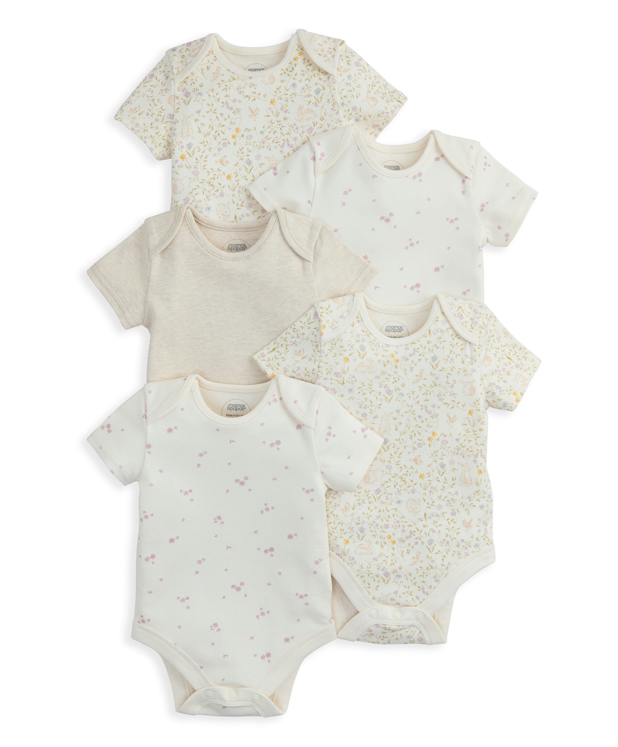 Bunny Short Sleeve Bodysuits (Pack of 5)  image number 2