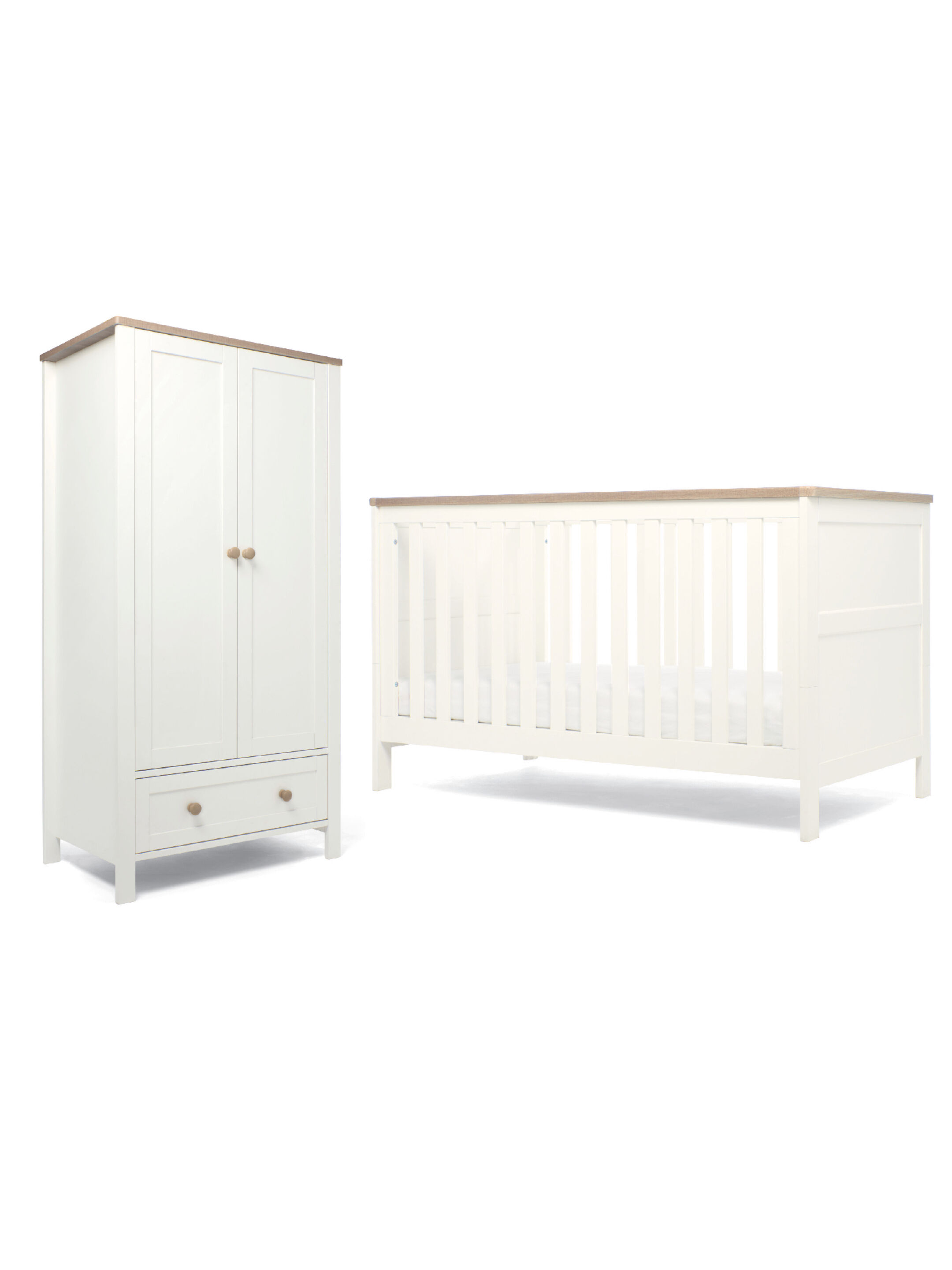 Wedmore 2 Piece CotBed with Wardrobe - White/Oak