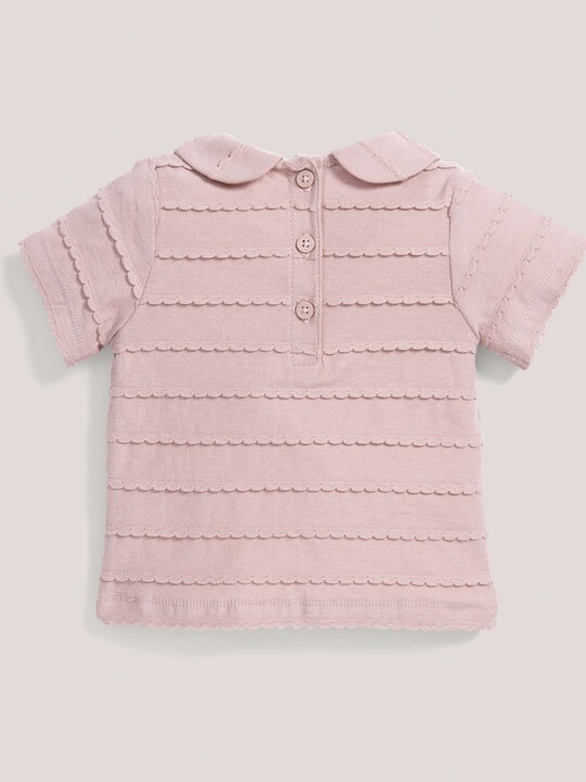 Textured T-shirt with Collar Pink- 12-18 months image number 2