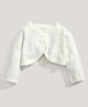 Lace Applique Detail Knit Cropped Cardigan Cream- New Born image number 1