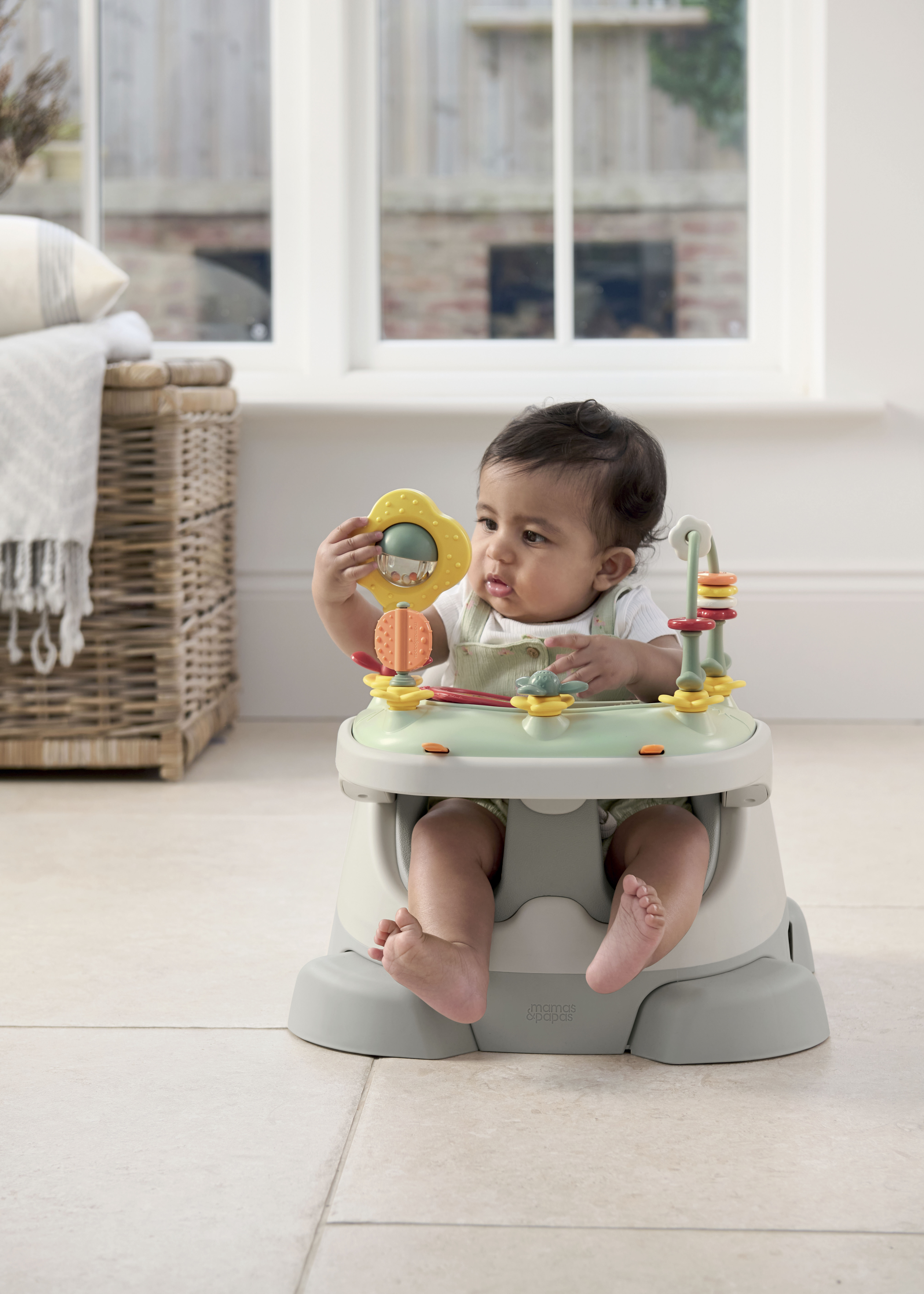 Bug 3-in-1 Floor & Booster Seat with Activity Tray - Pebble