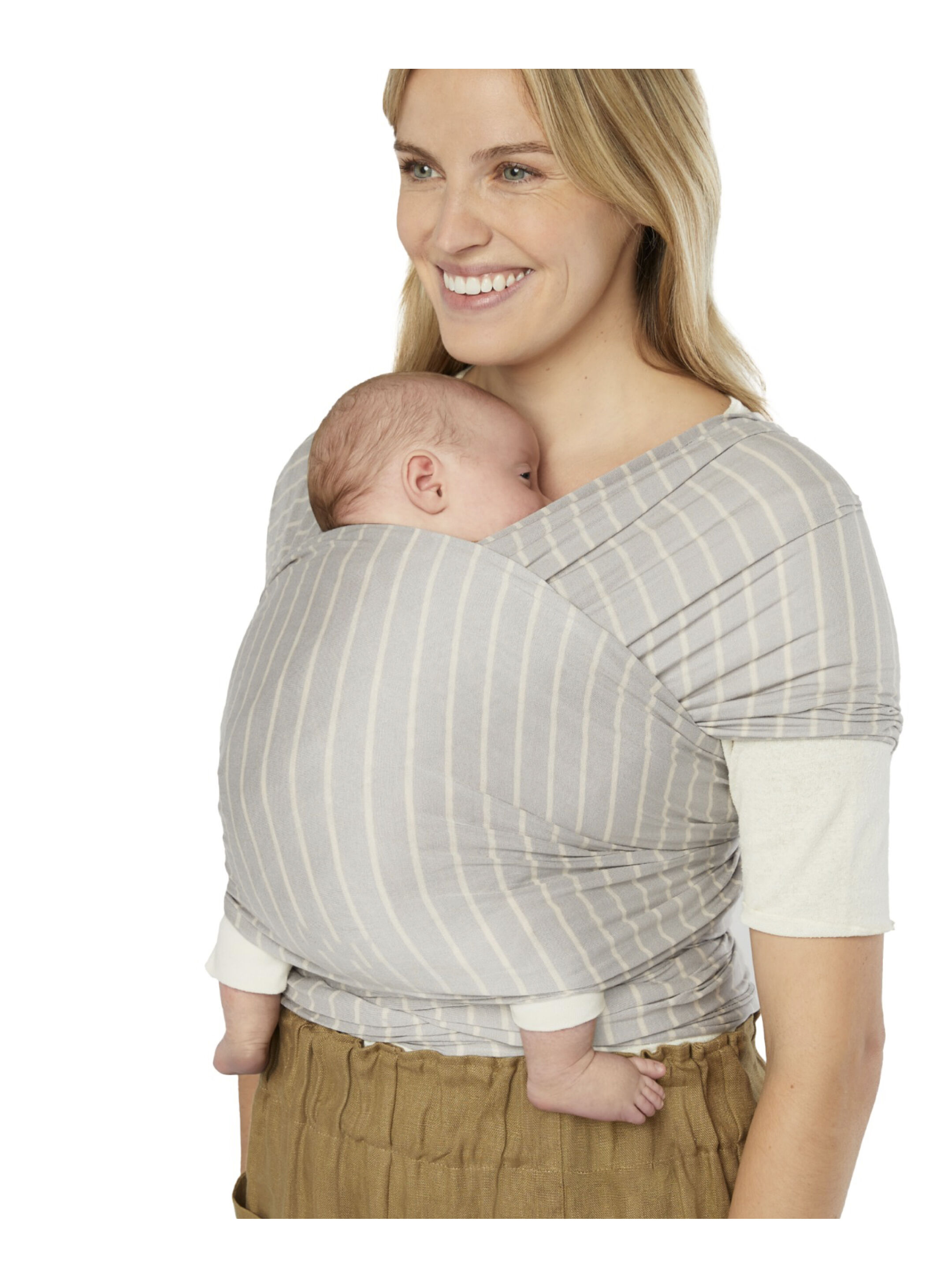 Ergobaby Aura Sustainably Sourced Knit Baby Wrap - Grey Stripes