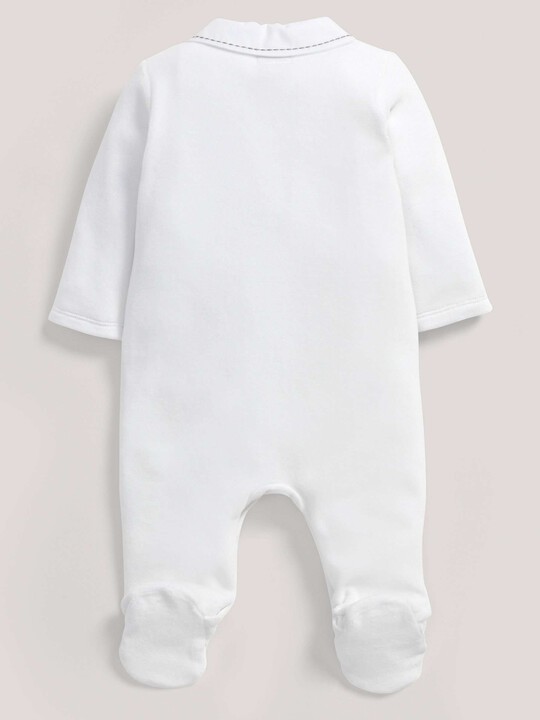 Velour All-In-One with star detail collar White- Petite New Born image number 2