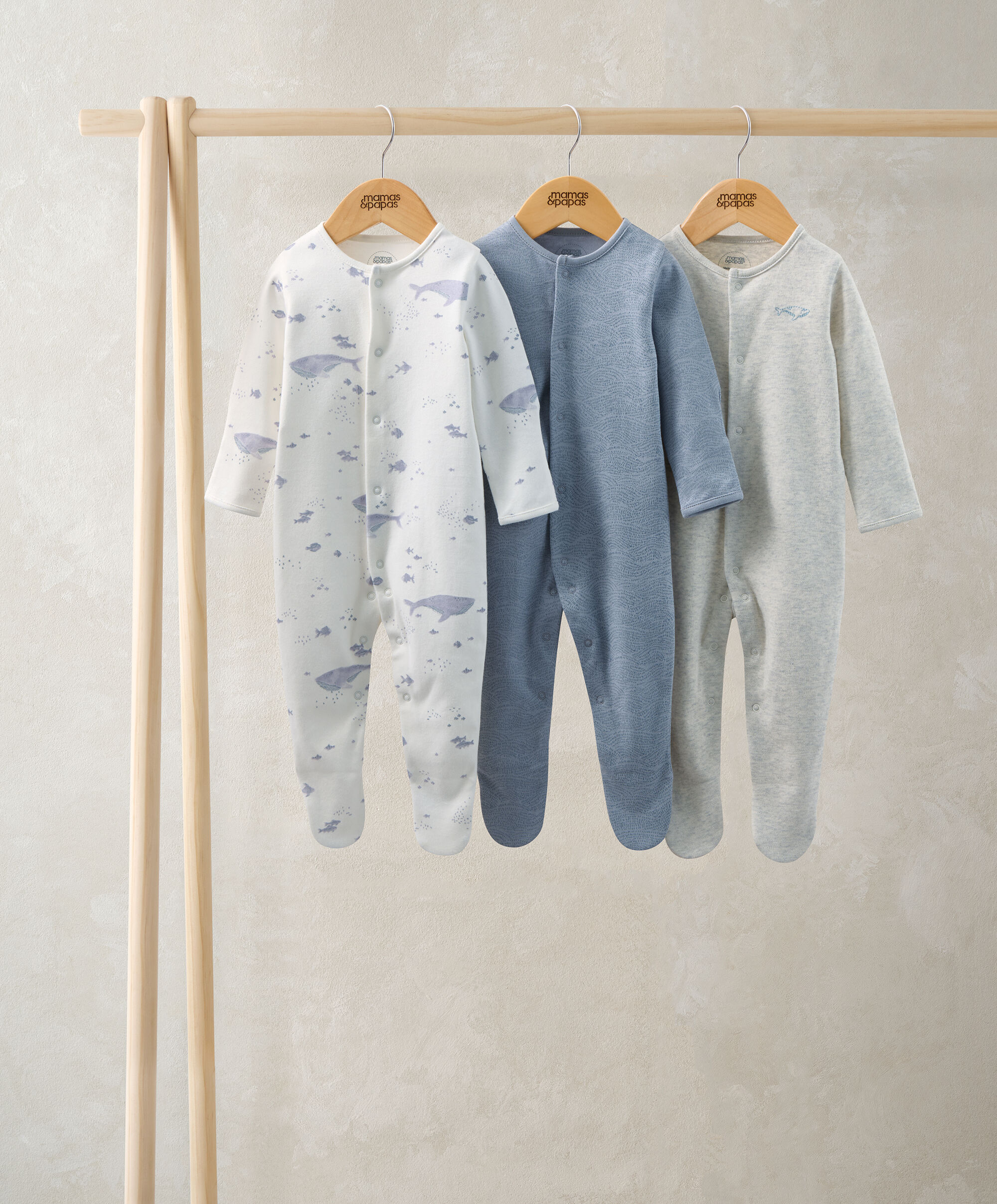 Whale Sleepsuits (Pack of 3) 