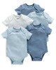 Blue Short Sleeved Bodysuits - 5 Pack image number 1