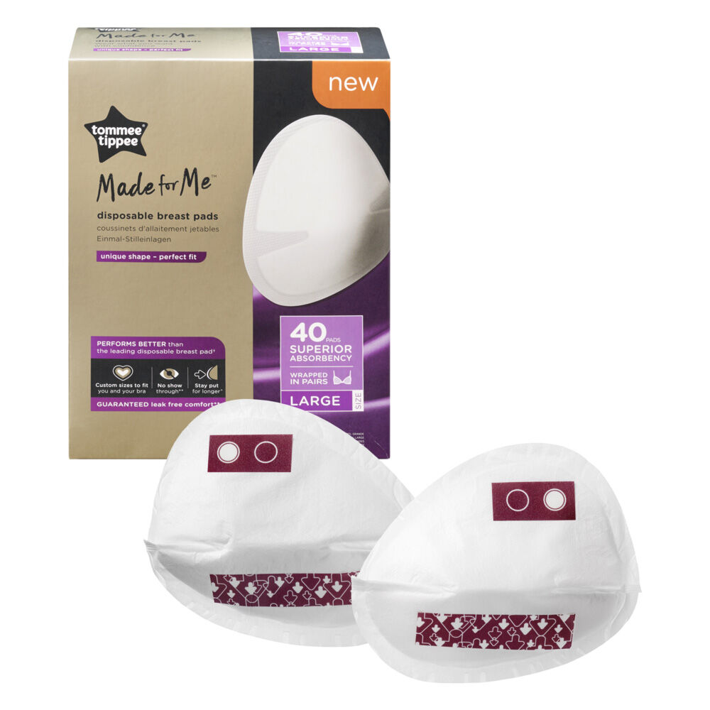 Tommee Tippee Made For Me Disposable Breast Pads 40pcs Wrapped In Pairs Large Size image number 1