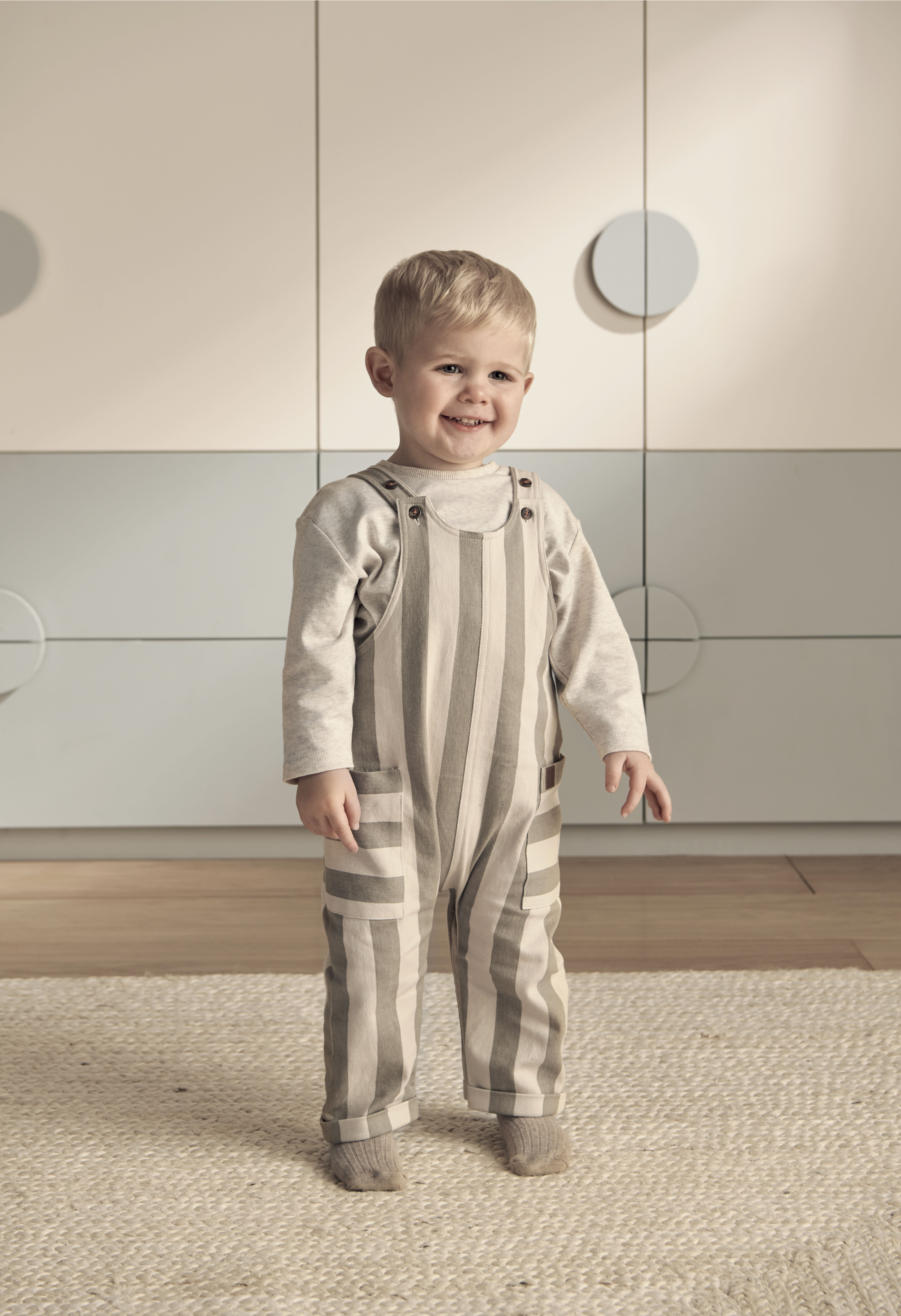 Stripped Dungarees & Ribbed Top