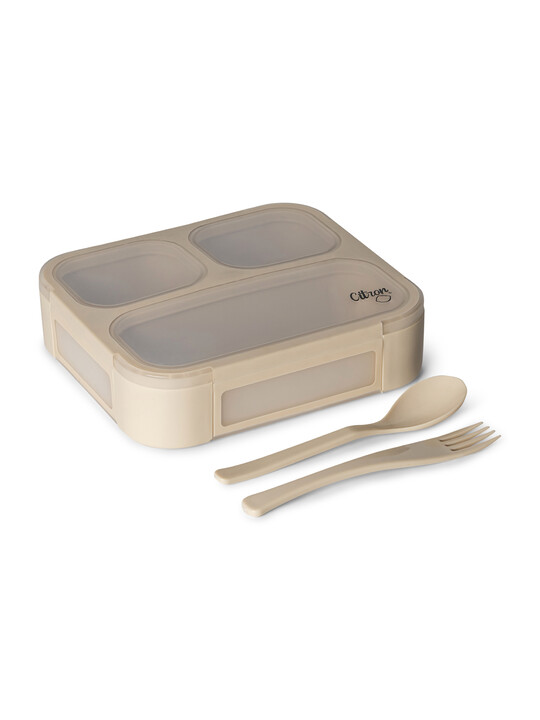 Citron Lunchbox with Fork and Spoon Beige image number 4