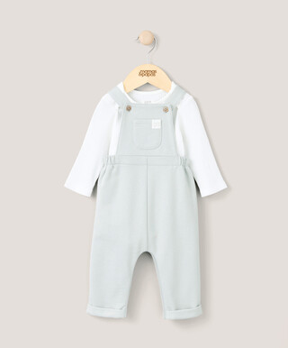 Bodysuit & Jersey Dungarees Outfit Set - Green