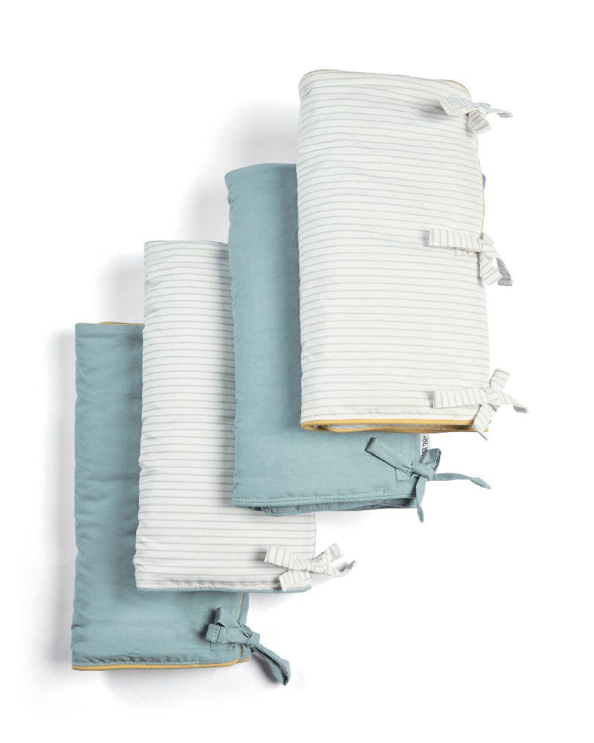 Welcome to the World Farm Cot Bar Covers (Pack of 4) - Blue Striped image number 1