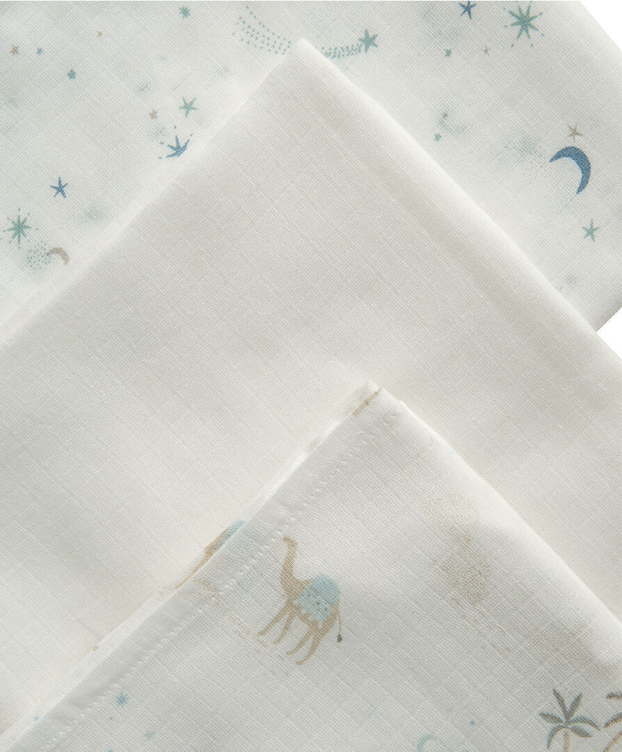3 Pack Muslin Squares Camel Blue image number 2
