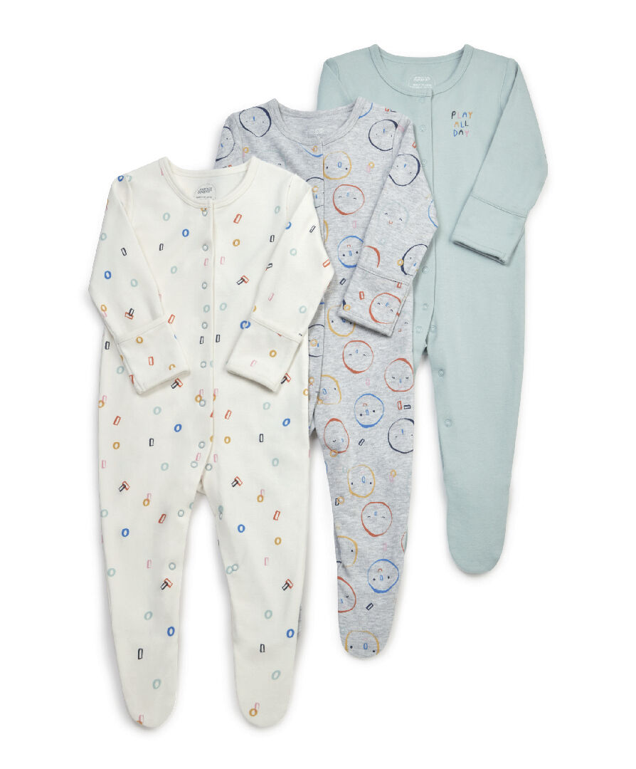 3 Pack Faces Sleepsuits image number 1