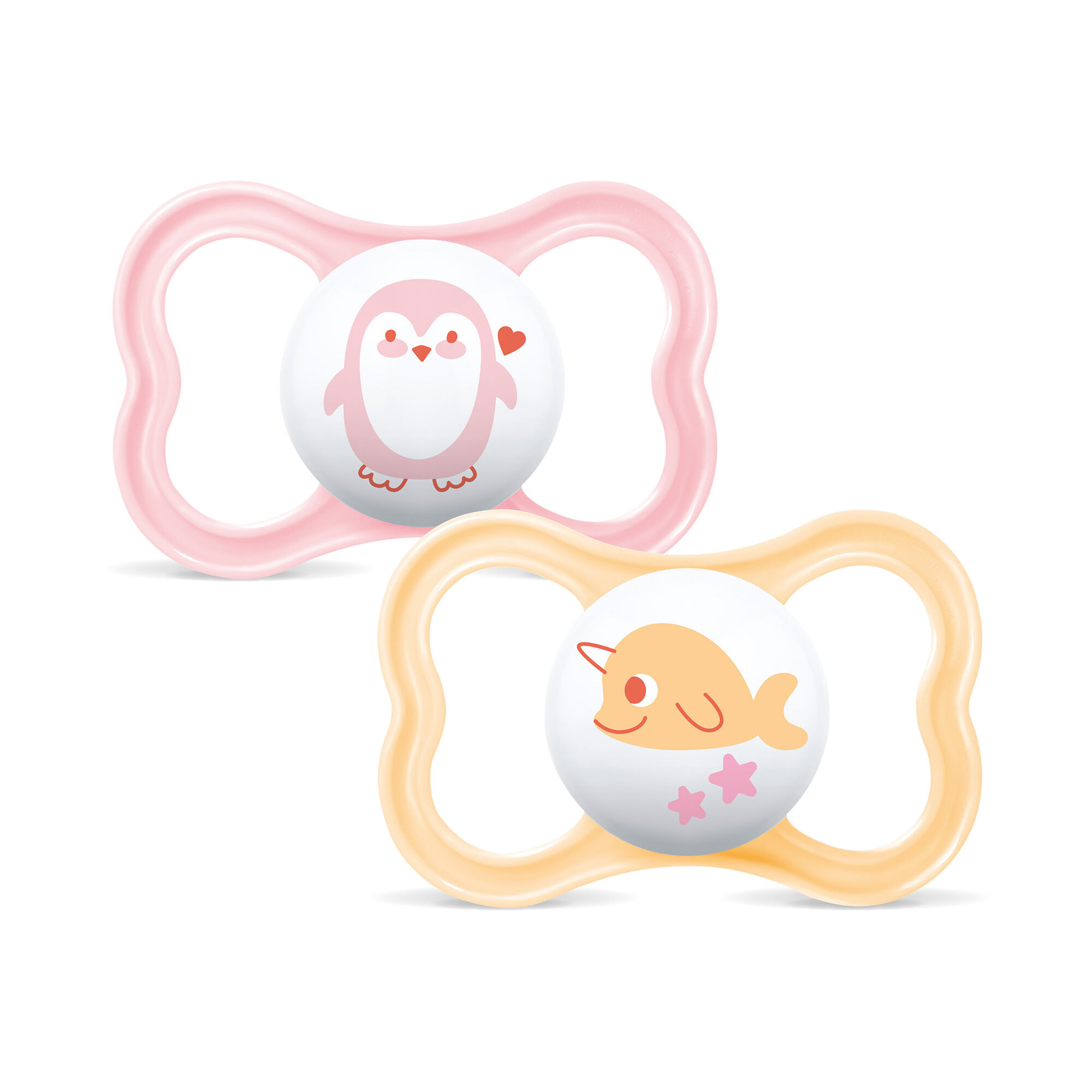 Mam Baby Supreme Silicone Pacifier - 6 M+ | Sealife Pink & Yellow - Pack of 2 image number 1