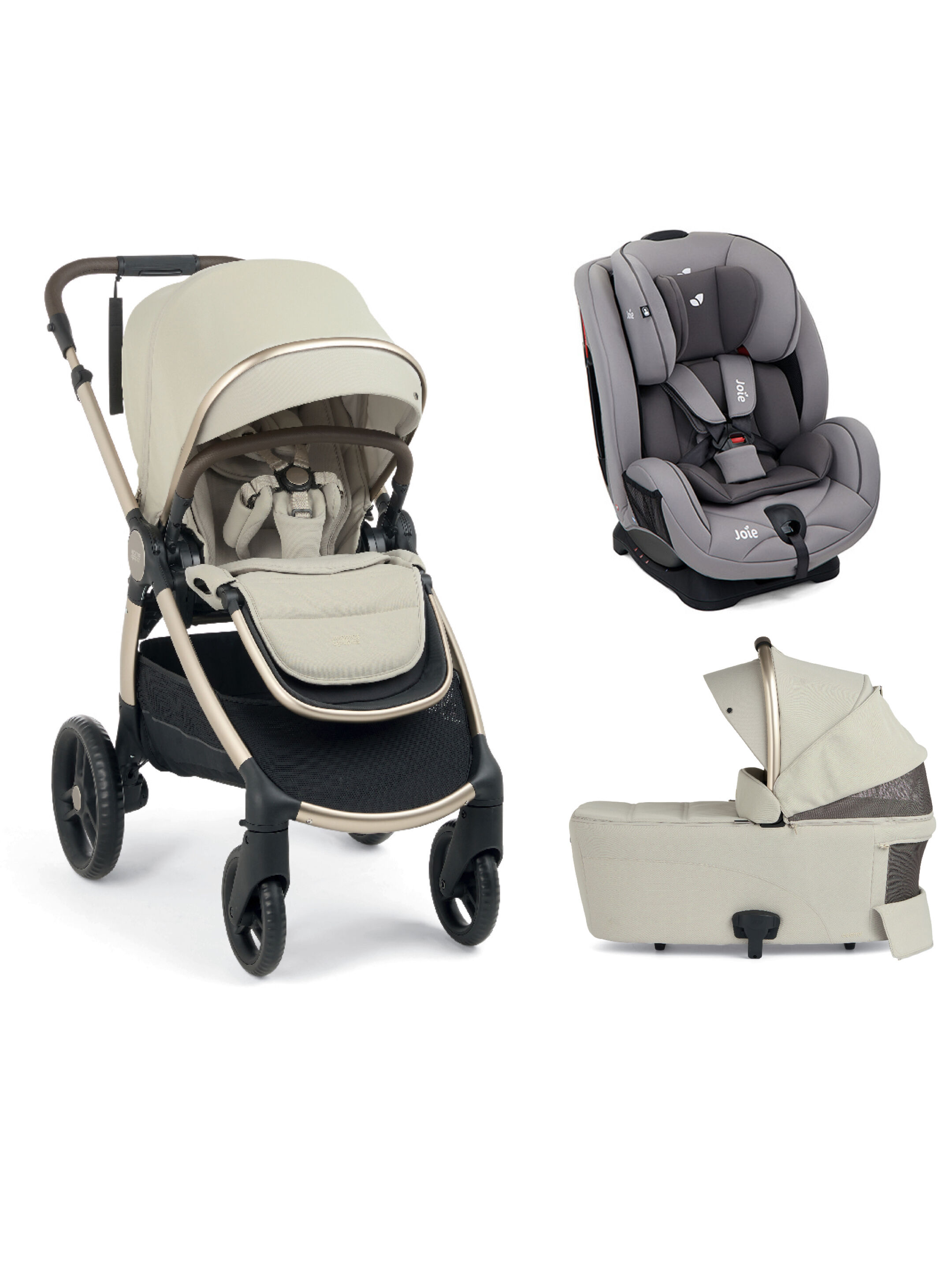 Ocarro 2 Pushchair and Carrycot Bundle with Joie Stages Car Seat (3 Pieces) - Shell