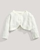 Lace Applique Detail Knit Cropped Cardigan Cream- New Born image number 2
