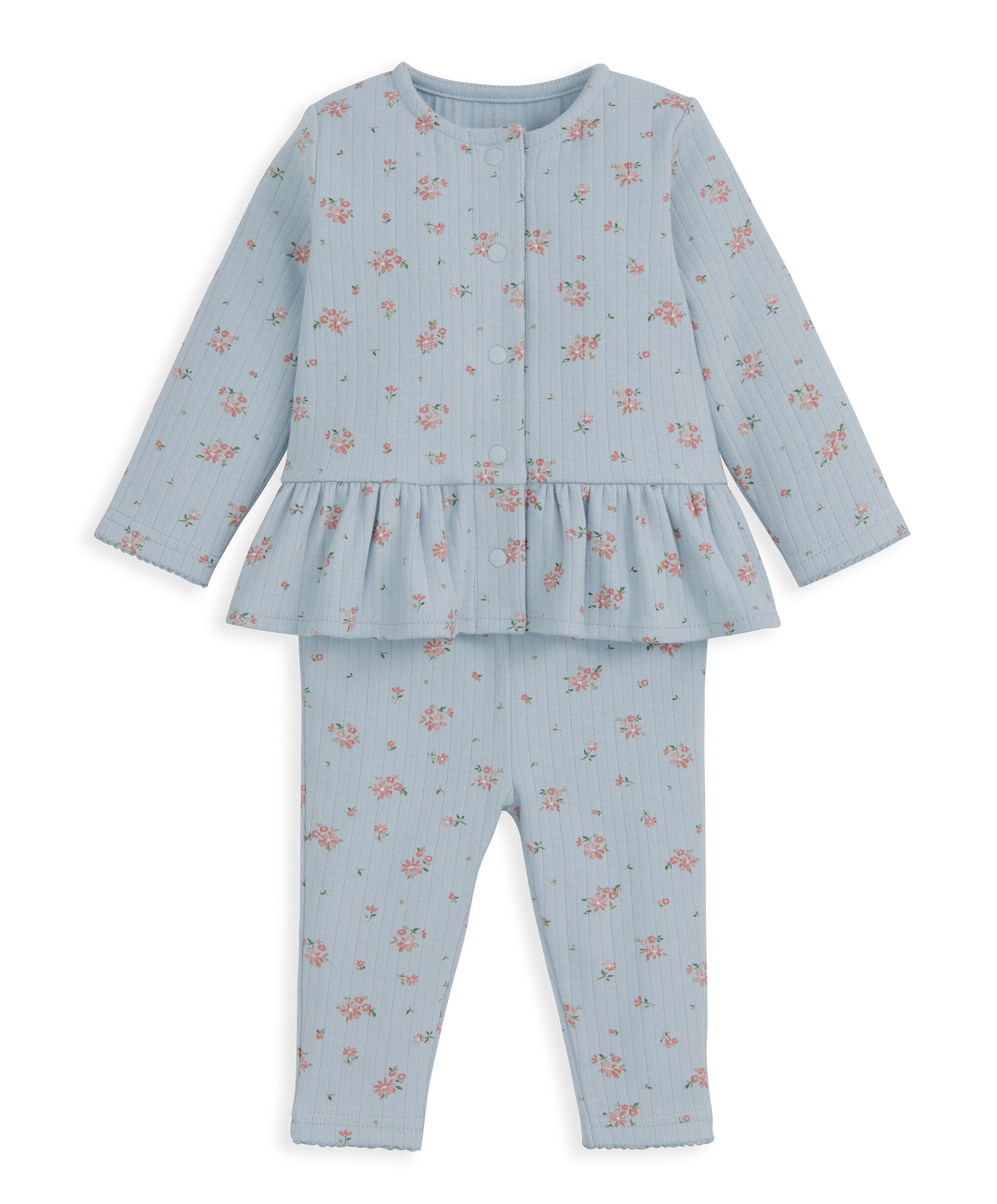 Floral Ribbed Top & Leggings Outfit Set image number 3