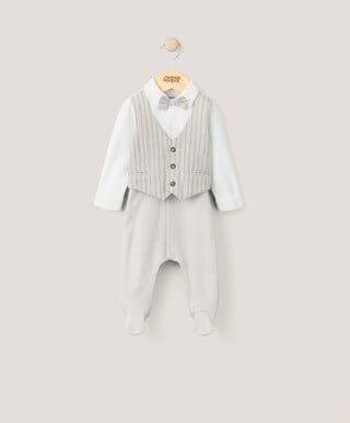 Waistcoat and Bowtie All In One - Cream