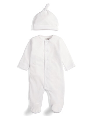 Velour Cloud All-in-One with Hat - 2 Piece Set - White
