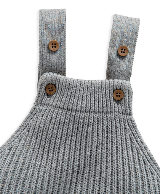 Grey Knitted Ribbed Dungaree image number 3