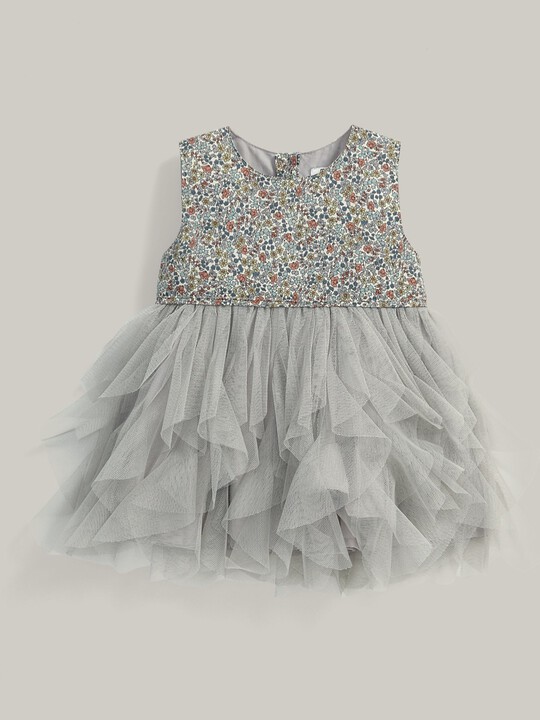 Liberty Print Waterfall Tulle Dress Cream image number 1