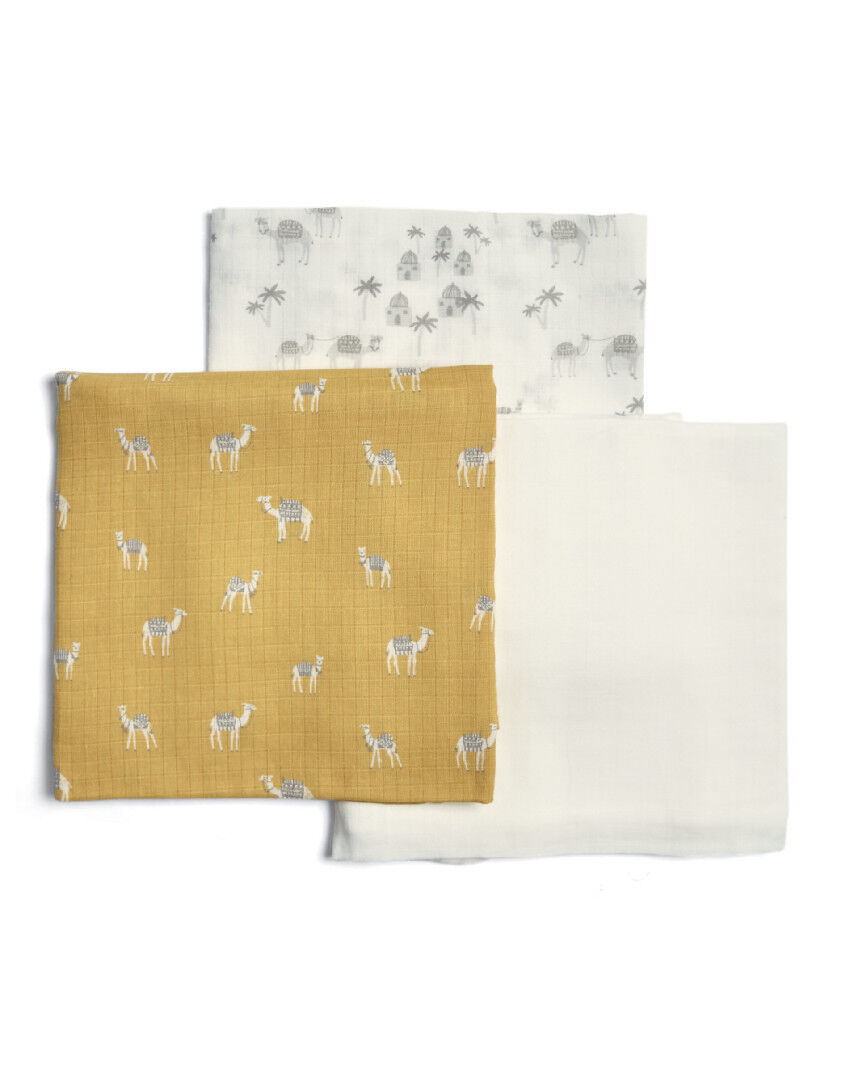 Large Camel Muslin Squares - Sand (Pack of 3) image number 1