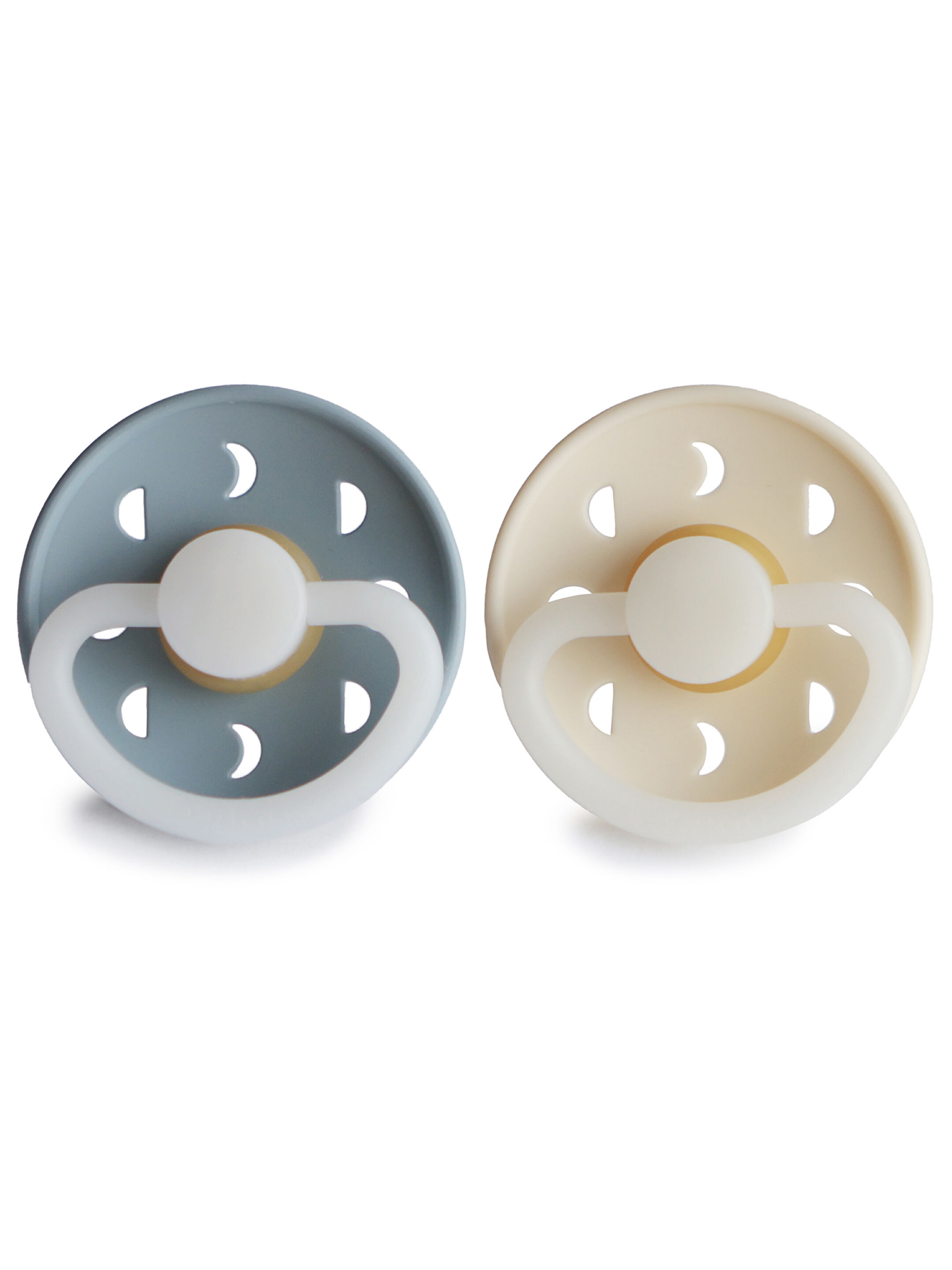FRIGG Moon Phase Silicone Baby Pacifier 6-18M 2-Pack Stone Blue Night/Cream Night - Size 2 image number 1