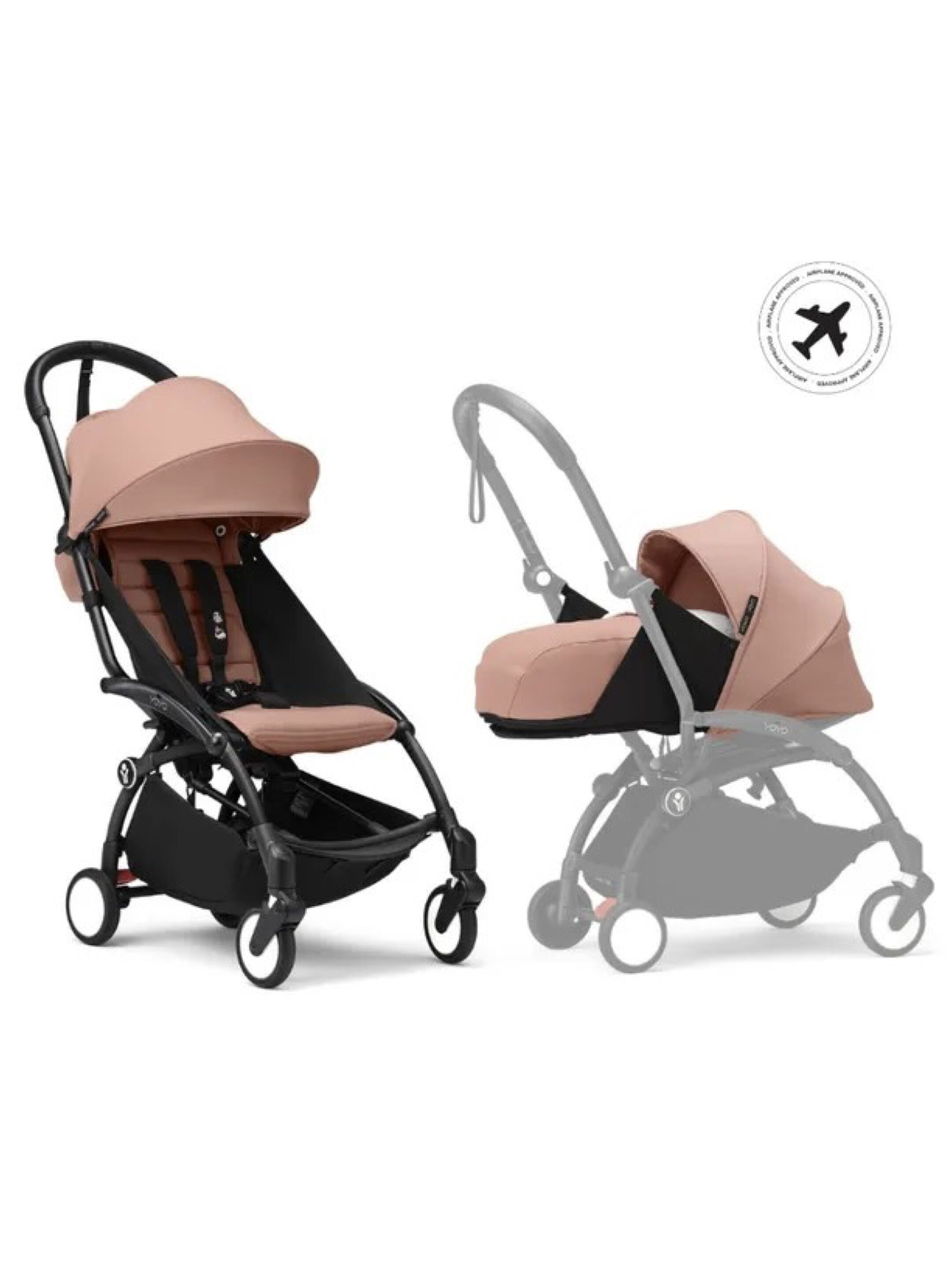 Stokke YOYO3 Full Stroller with Black Frame, 0+ Newborn and 6+ Color Pack - Ginger (3 pieces) image number 1