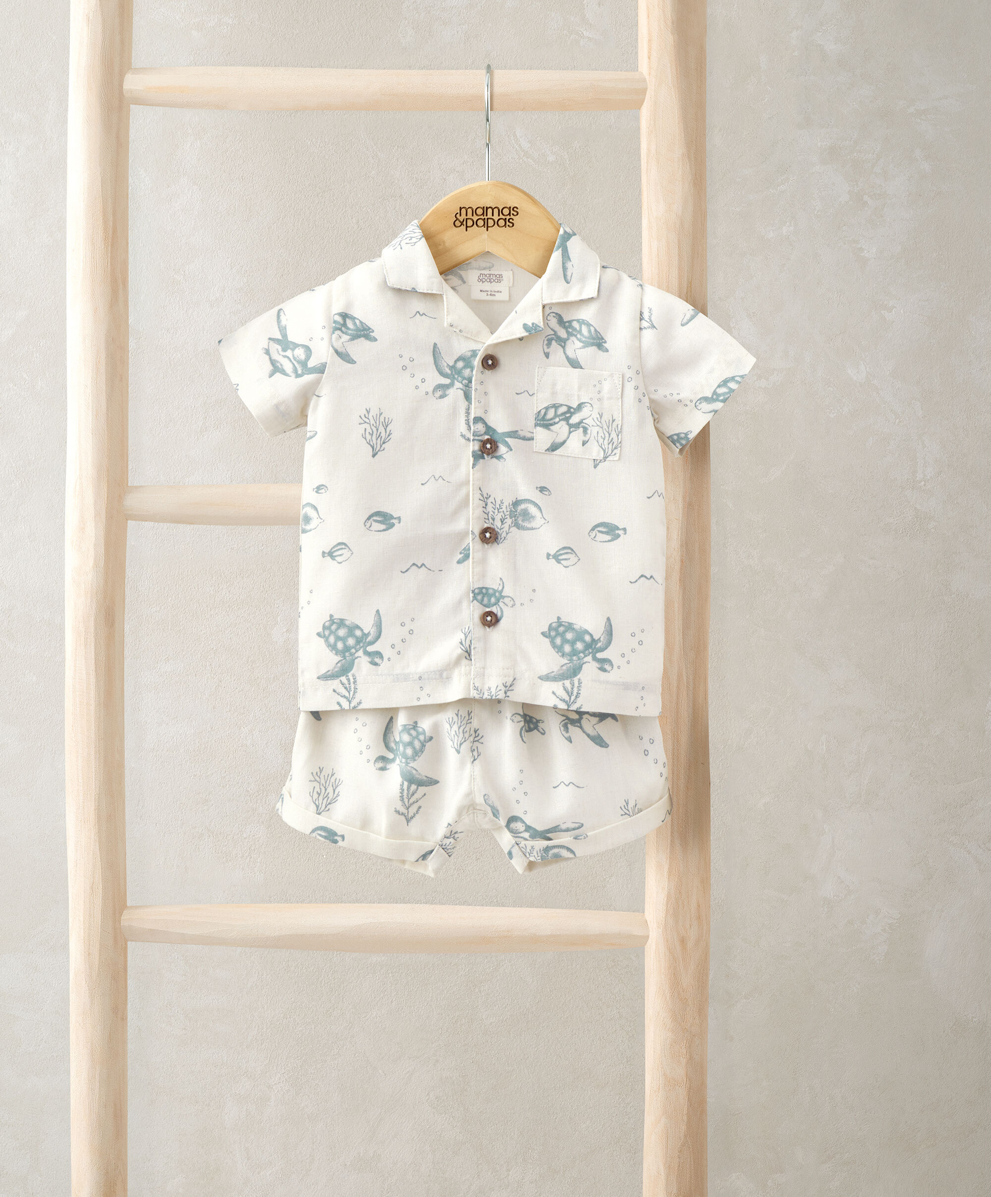 2 Piece Turtle All Over Print Shirt & Short Set image number 1