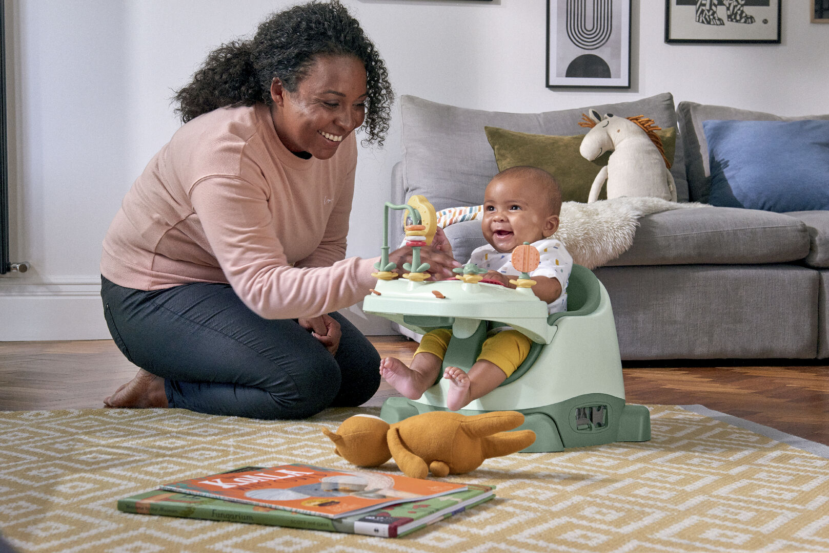 Bug 3-in-1 Floor & Booster Seat with Activity Tray - Eucalyptus image number 13