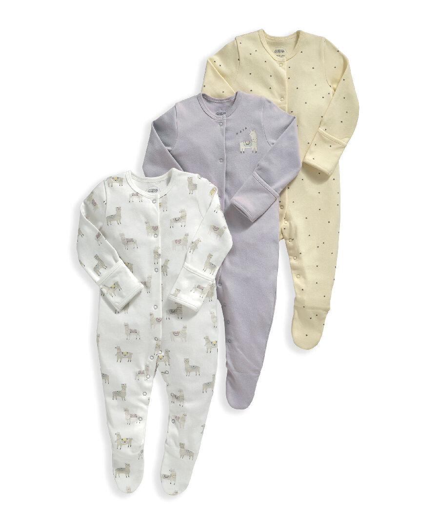 3 Pack Llama Sleepsuits image number 2