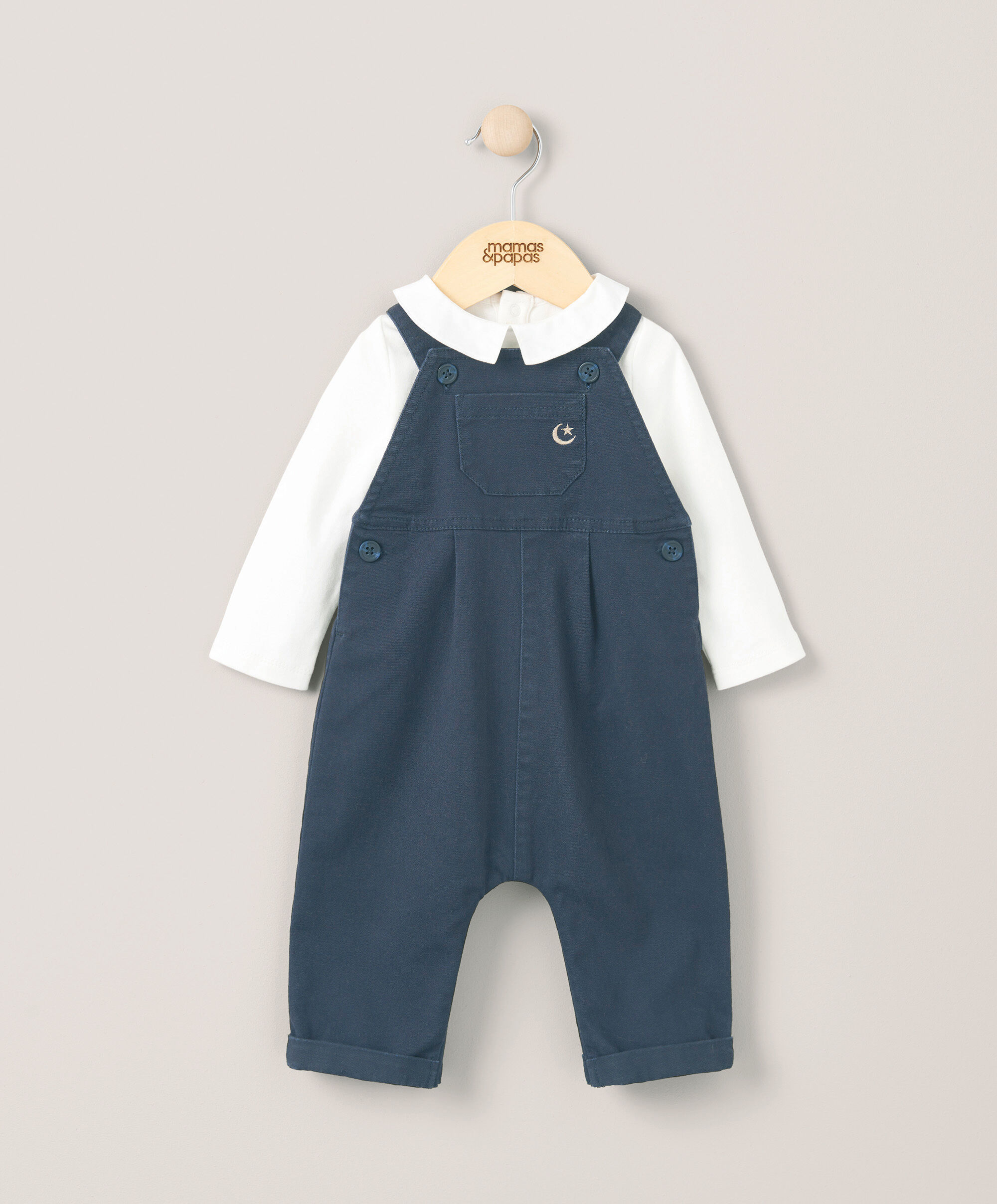 Eid Woven Dungarees & Bodysuit - Blue image number 1