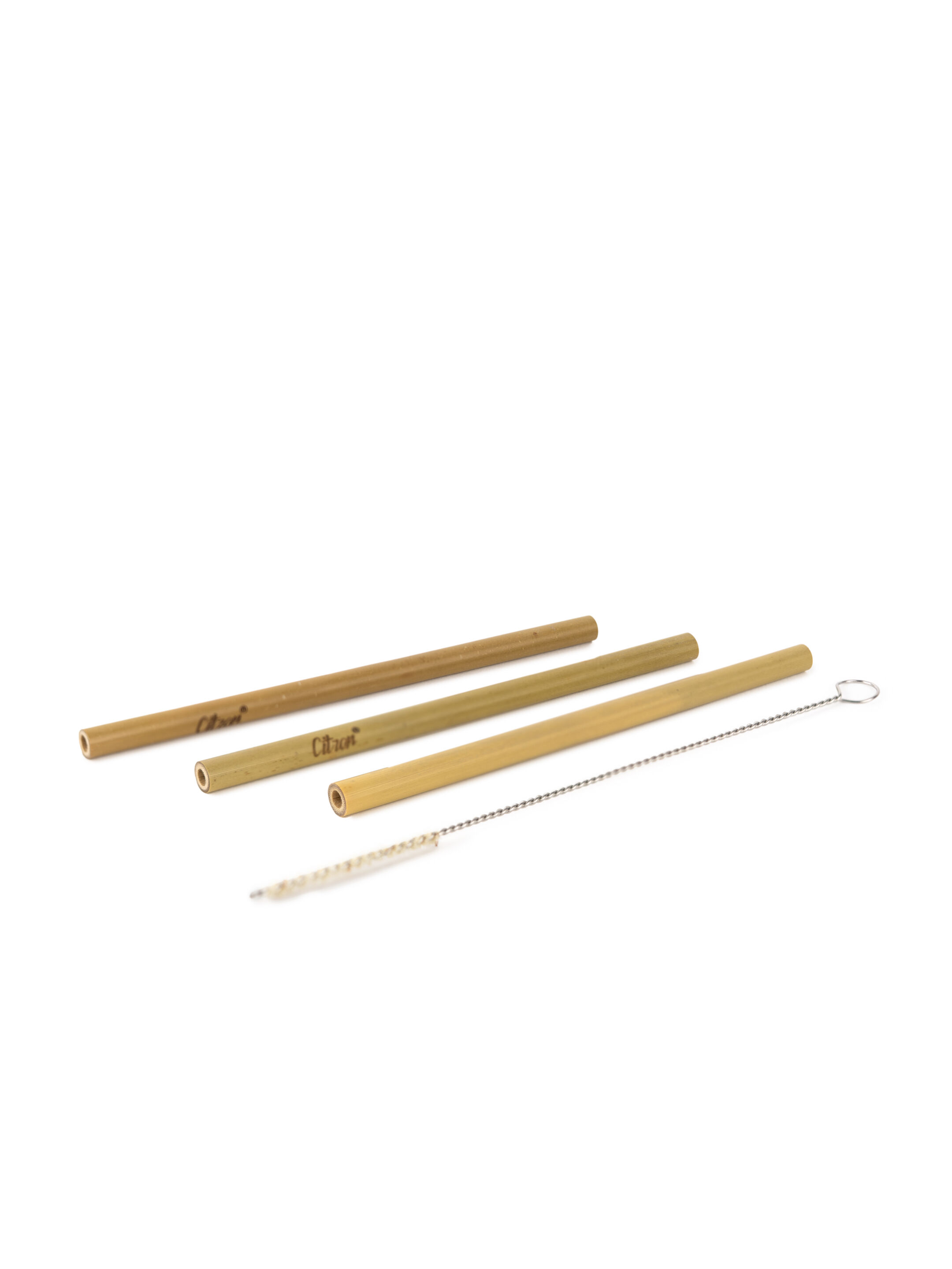 Citron Organic Bamboo Set of 3 Straws + Brush - Natural