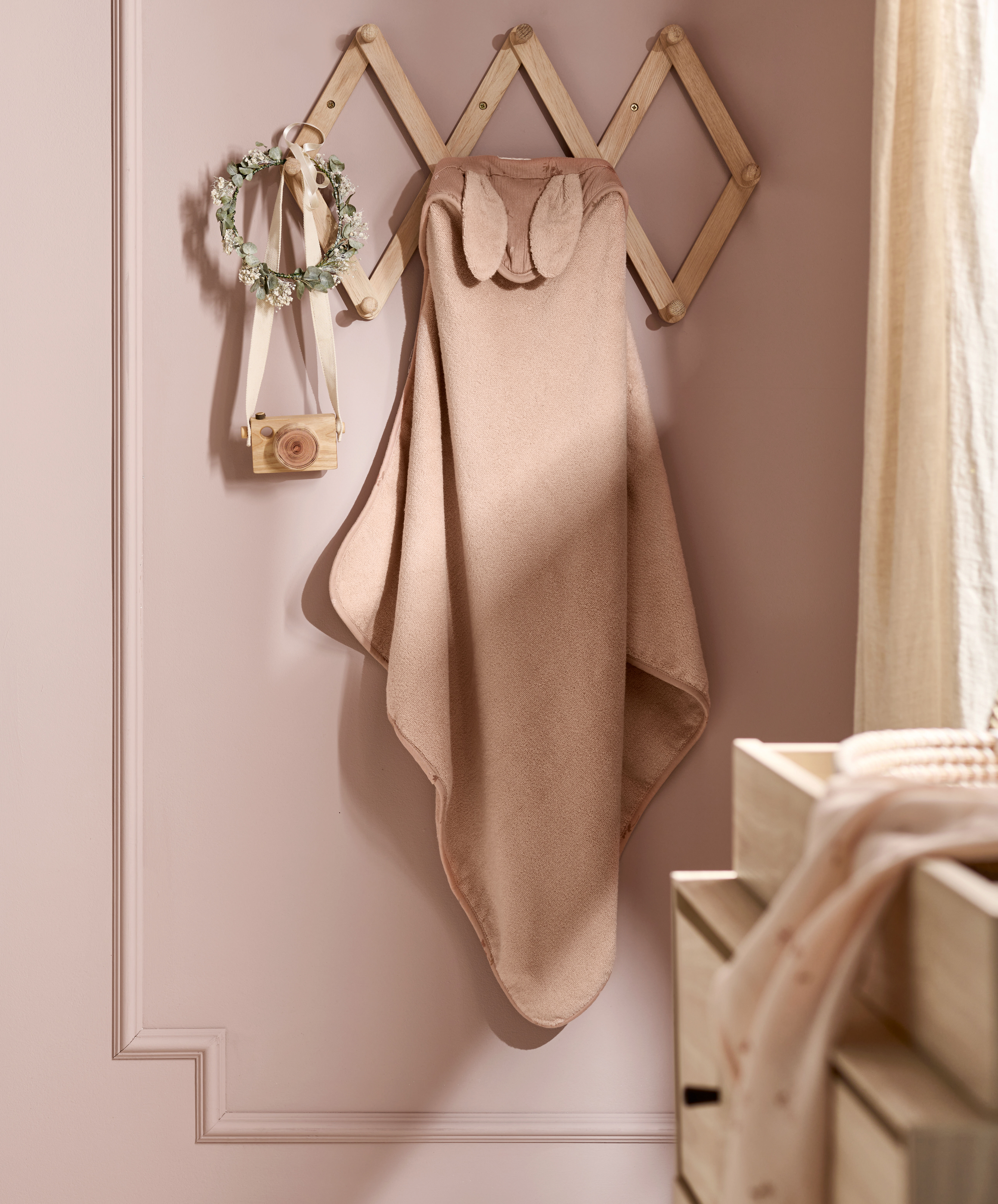 Hooded Baby Towel - Pink Bunny image number 3