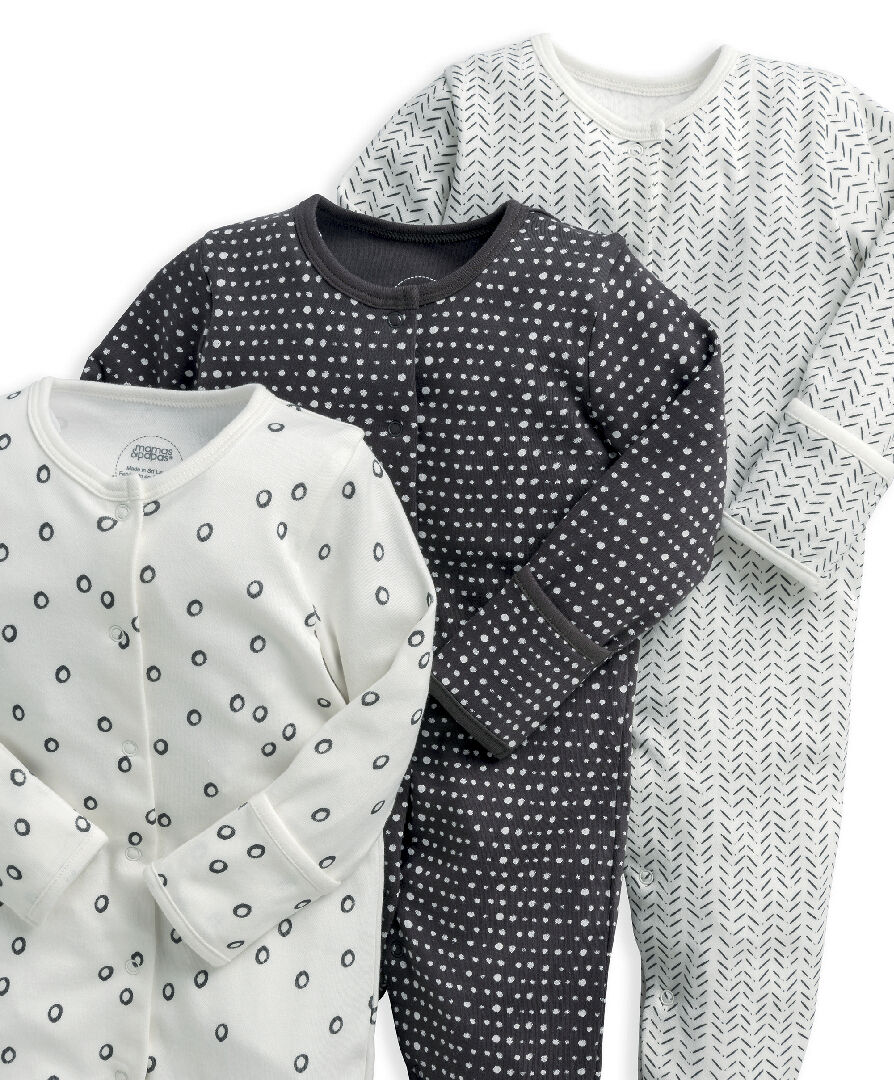 Monochrome Sleepsuits 3 Pack image number 3