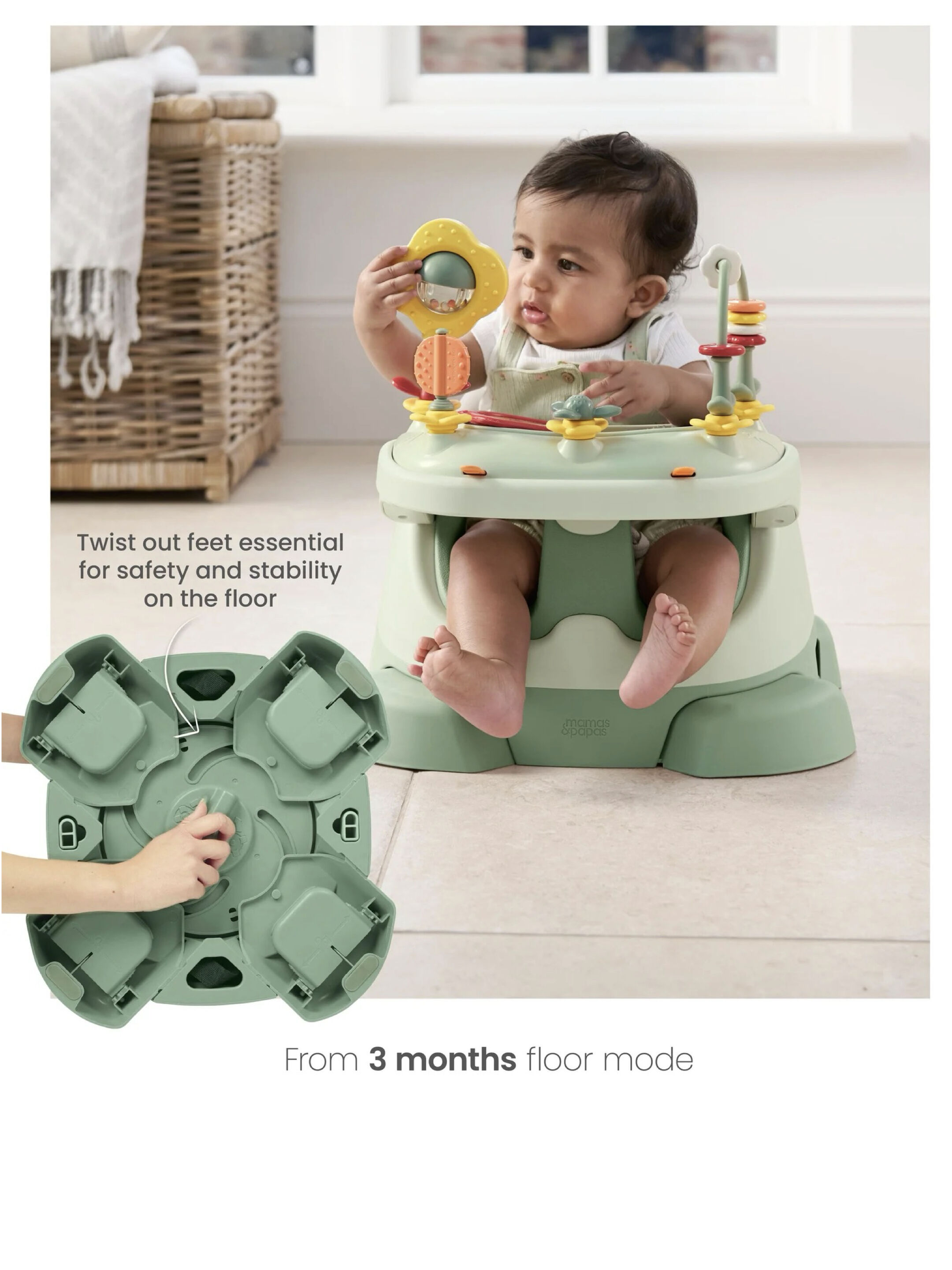 Bug 3-in-1 Floor & Booster Seat with Activity Tray - Eucalyptus image number 8