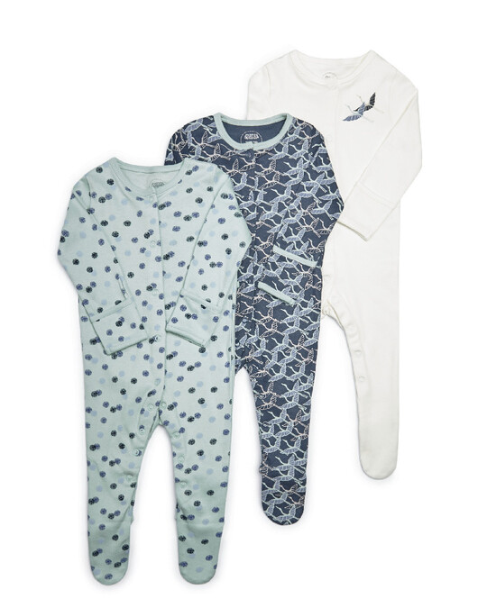 Bird Jersey Sleepsuits - 3 Pack image number 1