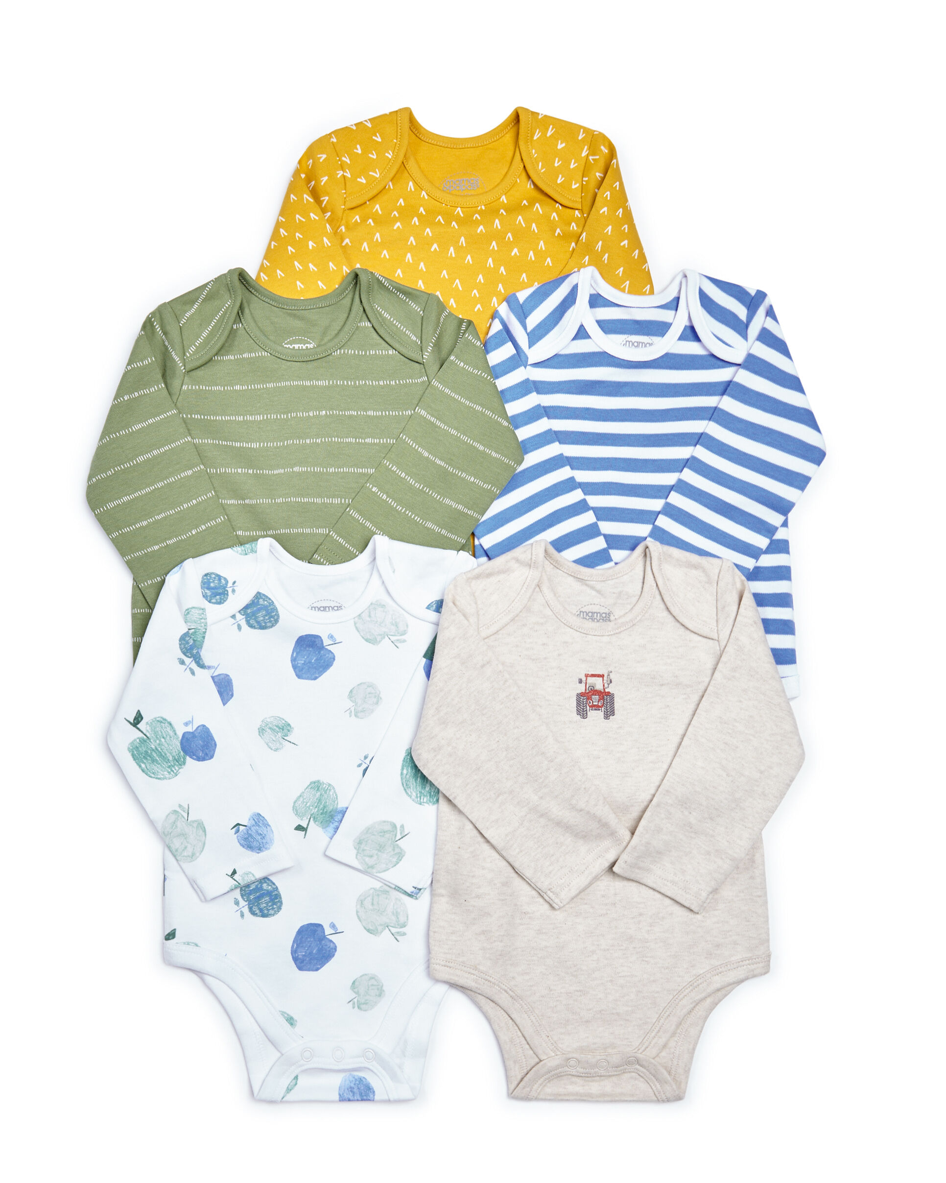 Mixed Long Sleeve Jersey Bodysuits - 5 Pack image number 1