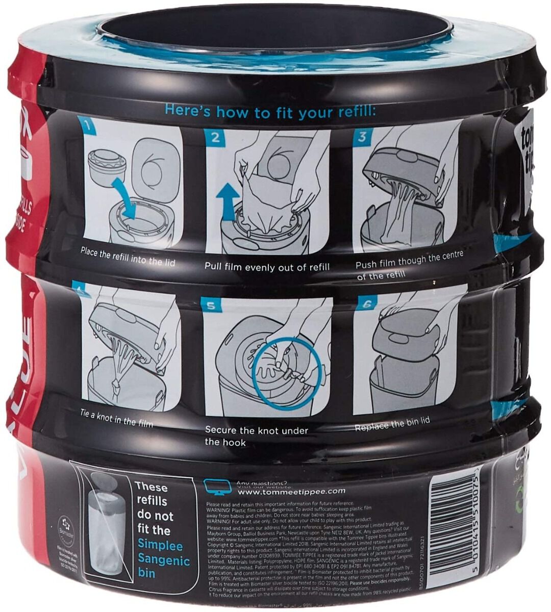 Bolsas De Recambio Para Pañales (7 M Cada Una), Extra Gruesas, Compatibles Con Los Recambios De Contenedores De Pañales Tommee Tippee Para Simplee Sangenic Y Para Girar Y Hacer Clic, Potentes Bolsas