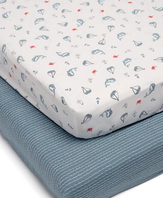 Sail Away With Me Cot & Cotbed Fitted Sheets - 2 Pack