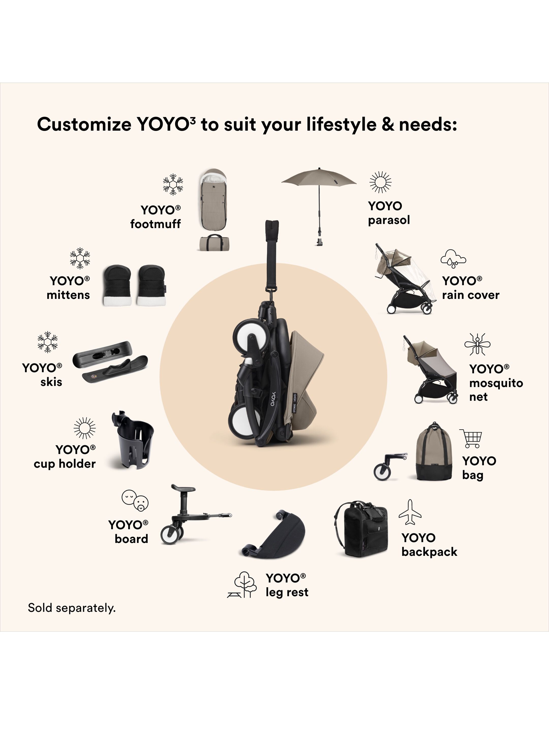 Stokke YOYO parasol - Taupe image number 5